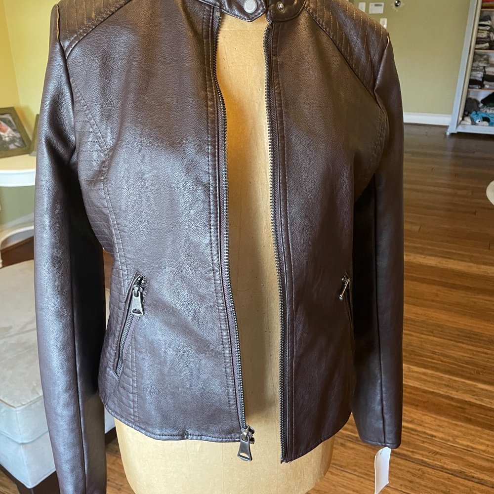 Marc New York Faux Leather Jacket Burgundy S  Stitch Fix NWT - Picture 3 of 7